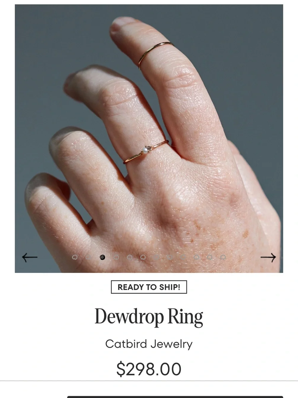 Catbird 14k Gold Dewdrop Ring Size 7